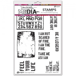 Dina Wakley Media Cling Mount Stamp Set - Stencil Alphas