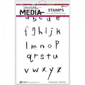 Dina Wakley Media Cling Mount Stamp Set - Scribbly Alphabet