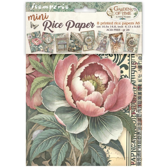Stamperia A6 Mini Rice Paper - Gardens of Time - DFSA6X05