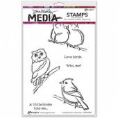 Dina Wakley Media Cling Mount Stamp Set - Scribbly Birds On Branches