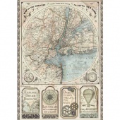 Stamperia A4 Rice Paper - Sir Vagabond - Map of New York