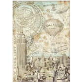 Stamperia A4 Rice Paper - Sir Vagabond Aviator - New York City Map - DFSA4700