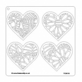That's Crafty! 8ins x 8ins Stencil - Floral Hearts - TC8015