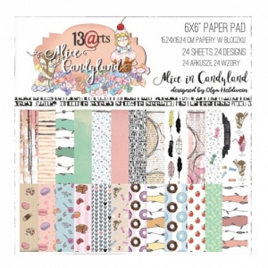 13 Arts 6ins x 6ins Paper Pack - Alice in Candyland