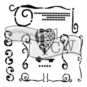 Crafter's Workshop Stencil - Mini Heart Key - TCW642