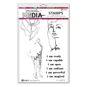 Dina Wakley Media Cling Mount Stamp Set - I Am
