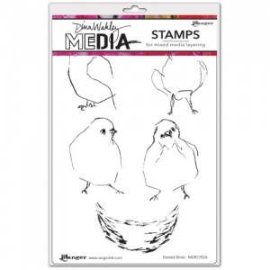 Dina Wakley Media Cling Mount Stamp Set - Nested Birds