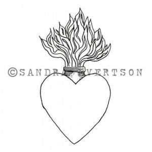 Rubber Moon - Sandra Evertson - Cling Mounted Stamp - Burning Heart