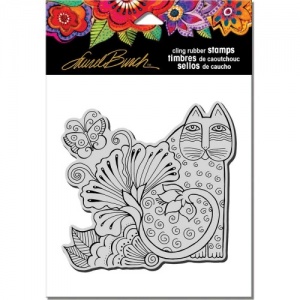 STAMPENDOUS! Laurel Burch Cling Rubber Stamp - Blossoming Feline