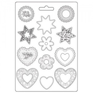 Stamperia A4 Soft Mould - Blue Land - Stars and Hearts - K3PTA4563