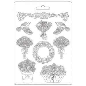 Stamperia A4 Soft Mould - Provence - Garlands and Bouquets - K3PTA4527