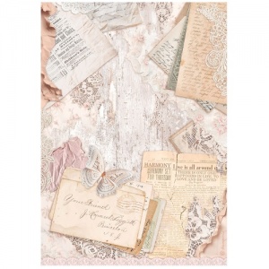 Stamperia A4 Rice Paper - Romance Forever - Letters - DFSA4836