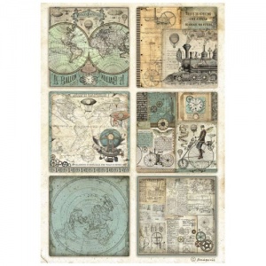 Stamperia A4 Rice Paper - Voyages Fantastiques - 6 Cards - DFSA4839