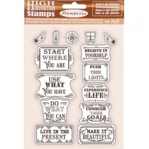 Stamperia Cling Mounted Stamp Set - Lady Vagabond Lifestyle - Inspiring Quotes - WTKCC208