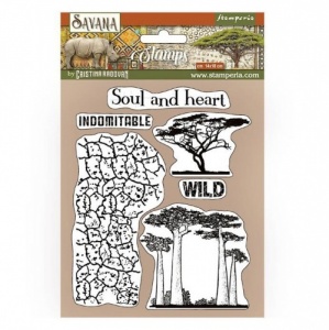 Stamperia Cling Mounted Stamp Set - Savana Crackle and Tree - WTKCC212
