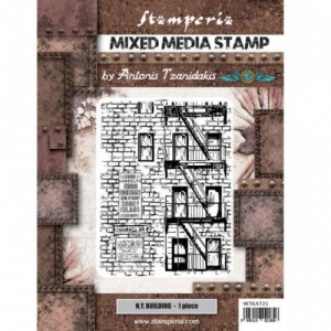Stamperia Cling Mounted Stamp - Sir Vagabond Aviator - New York Building - WTKAT25