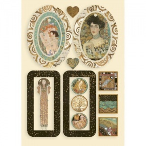 Stamperia Wooden Shapes - Klimt - Bag Handles and Hearts - KLSP115