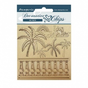 Stamperia Decorative Chips - Blue Dream - Palms - SCB155