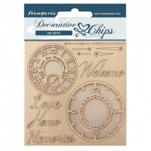 Stamperia Decorative Chips - Create Happiness Welcome Home - Clocks - SCB159