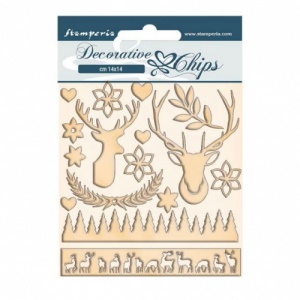 Stamperia Decorative Chips - Pink Christmas - Deer - SCB67