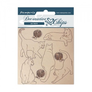 Stamperia Decorative Chips - Provence - Cats with Wool Balls - SCB117