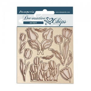 Stamperia Decorative Chips - Romantic Garden House - Flowers - SCB122