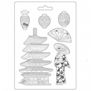 Stamperia A4 Soft Mould - Sir Vagabond in Japan - Pagoda - K3PTA4509