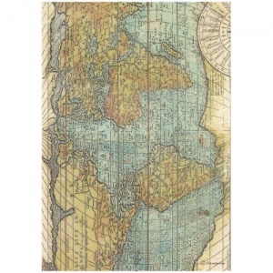 Stamperia A4 Rice Paper - Around the World - Map - DFSA4778