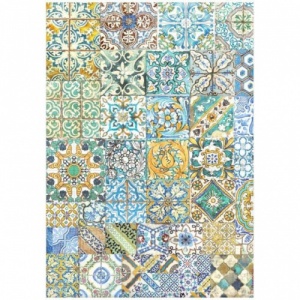 Stamperia A4 Rice Paper - Blue Dream - Floor Tiles - DFSA4740