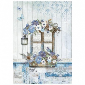 Stamperia A4 Rice Paper - Blue Land - Window - DFSA4790