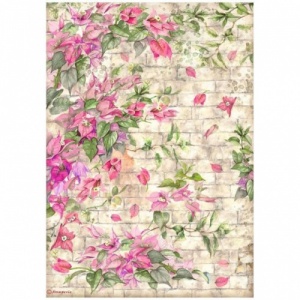 Stamperia A4 Rice Paper - Blue Dream - Bougainvillea - DFSA4739