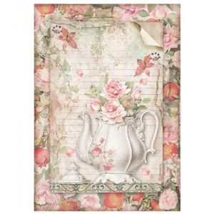 Stamperia A4 Rice Paper - Casa Granada - Teapot with Flowers - DFSA4659