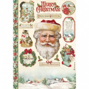 Stamperia A4 Rice Paper - Classic Christmas Santa Claus - DFSA4593