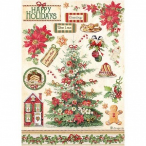 Stamperia A4 Rice Paper - Classic Christmas Tree - DFSA4594
