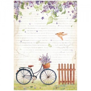 Stamperia A4 Rice Paper - Create Happiness Welcome Home - Bicycle - DFSA4744
