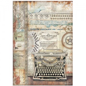 Stamperia A4 Rice Paper - Lady Vagabond Lifestyle - Typewriter - DFSA4646