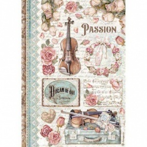 Stamperia A4 Rice Paper - Passion Music - DFSA4621