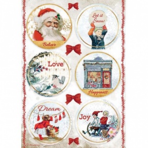 Stamperia A4 Rice Paper - Romantic Christmas Rounds - DFSA4635