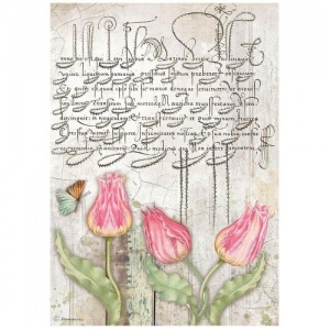 Stamperia A4 Rice Paper - Romantic Garden House - Tulips - DFSA4666