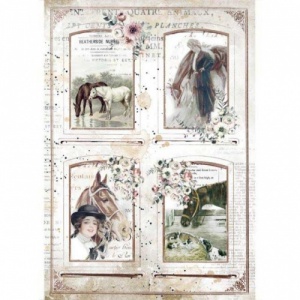 Stamperia A4 Rice Paper - Romantic Horses 4 Frames - DFSA4581
