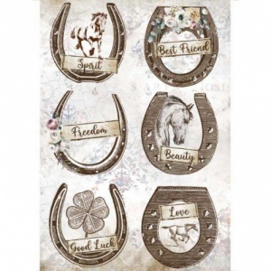 Stamperia A4 Rice Paper - Romantic Horses Horseshoes - DFSA4583