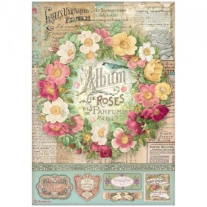 Stamperia A4 Rice Paper - Rose Parfum - Album de Roses - DFSA4734