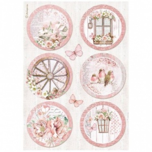 Stamperia A4 Rice Paper - Roseland - Rounds - DFSA4782