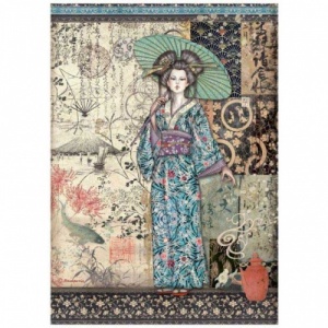 Stamperia A4 Rice Paper - Sir Vagabond in Japan - Lady - DFSA4612