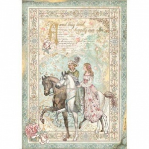 Stamperia A4 Rice Paper - Sleeping Beauty Prince on Horse - DFSA4575