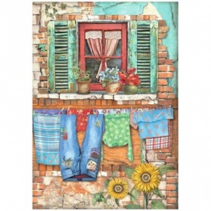 Stamperia A4 Rice Paper - Sunflower Art - Window - DFSA4768