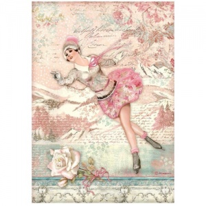 Stamperia A4 Rice Paper - Sweet Winter - Ice Skater - DFSA4725