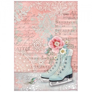 Stamperia A4 Rice Paper - Sweet Winter - Ice Skates - DFSA4729