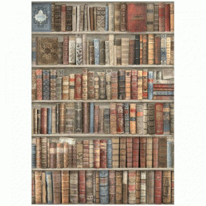 Stamperia A4 Rice Paper - Vintage Library - Bookcase - DFSA4754