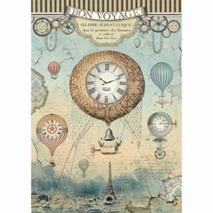 Stamperia A4 Rice Paper - Voyages Fantastiques - Balloon